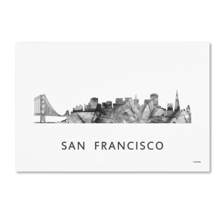 Trademark Fine Art Marlene Watson 'San Francisco CA Skyline WB-BW' Canvas Art, 30x47 MW0491-C3047GG